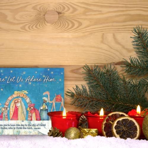 O dođite da ga obožavamo Advent Calendar, 2023 odbrojavanje do Božića sa svetim spisima i slikama, 24 dana, Pakovanje od 3