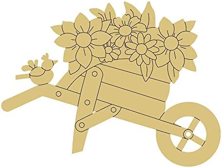 Dizajn kolica po linijama izrez nedovršeno Drvo ljetni Proljetni dekor baštenska vješalica za vrata MDF oblik platna stil 4 Art 3