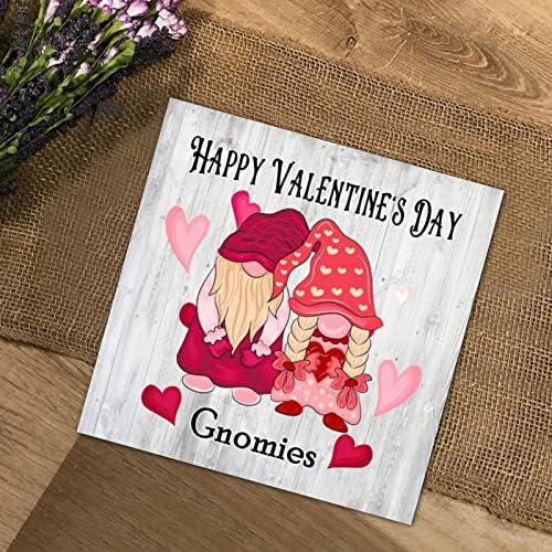 Sretan dan Valentines Slatki gnomi sa srcem Drvo znakovi rustikalne kuće Dekor Seoska kuća Drvena zidna