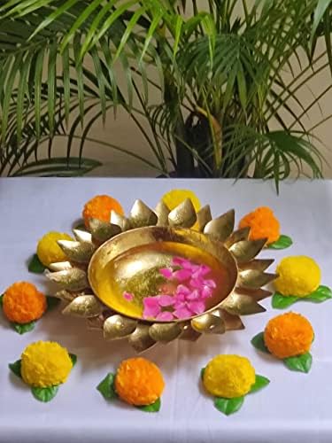 Vaaridhi Dekorativna zdjela za plutajuće tealight i cvijeće samo u mesinganom poljskom