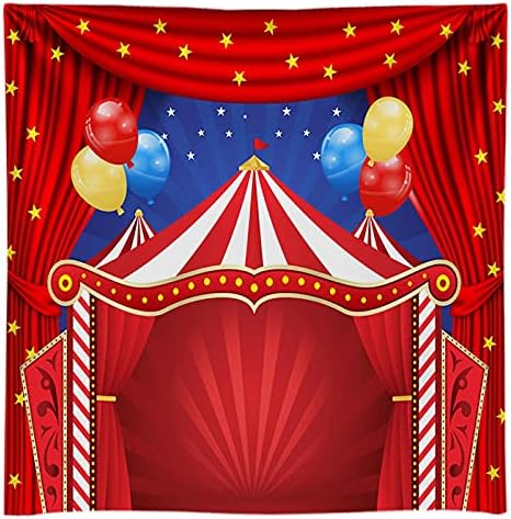 Funnytree Big Top Circus Tema Party Pozadina Karneval Karusel Crveni Šator Baby Tuš Rođendan Fotografija Pozadina Cartoon Zavjese Zvijezde Balloon Torta Tabela Dekoracije Banner Photo Booth