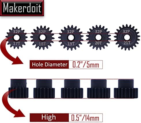 Makerdoit 32p 5mm zupčanik 17t 18t 19t 20t 21t sa HEX ključem za RC