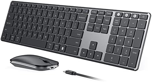 Bežična Bluetooth tastatura i miš kombinacija , Seenda punjiva tanka tastatura i miš sa više uređaja, kompatibilna