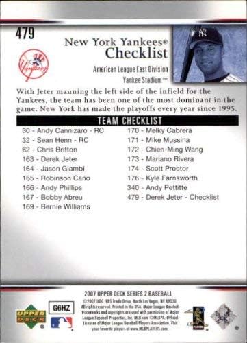 2007. Gornja paluba # 479 Derek Jeter CL MLB bajzbol trgovačka kartica