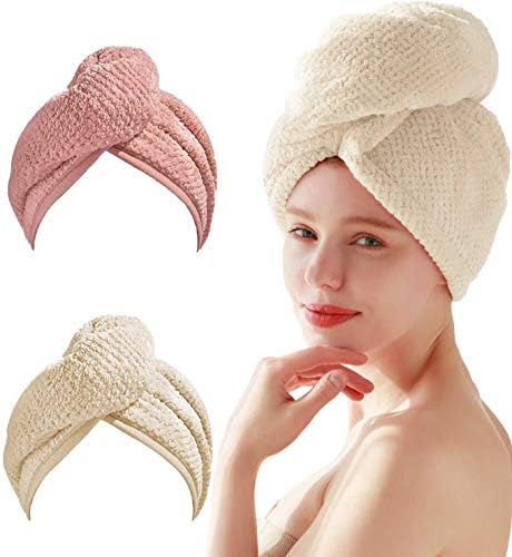 Mikrofibre ručnik za kosu - omotač za kosu za žene, suhi turban jak apsorpcijski kapacitet za suhu kovrčavu,