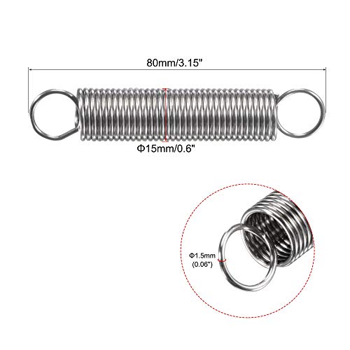Uxcell kompresijska opruga, 15 mm od, 1,5 mm Žičana veličina, 128 mm Proširena duljina, 80 mm Dužina bez, opruga,