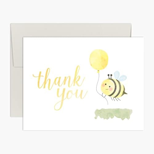 Palmer Street Press Little Bee Thank You Baby Shower Cards-Set od 10 Baby Thank You kartica sa kovertama - Bee Thank You Cards - dizajniran, štampan i upakovan u SAD