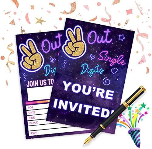 10. rođendanske pozivnice za rođendan, Neon Glow Rođendanska zabava sa kovertama (20set)