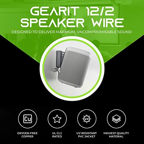 GearIT 12/2 žica za zvučnike 12awg zidni audio kabl za zvučnike / CL2 ocijenjeno / 2 provodnika - OFC bakar bez