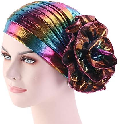 CCCHO Glitter laserski cvijet Turban šarena kapa rastezljiva obloga za kosu za žene
