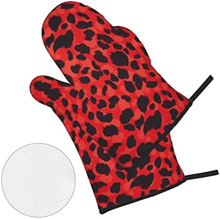 Crveni Leopard uzorak rukavice za kućnu pećnicu i držači za lonce 4-dijelni Set za kuhanje