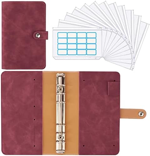 UXZDX A6 notebook Budget Binder, Mini PU Koža novac organizator sa 12 kom Clear Plastic patentnim zatvaračem