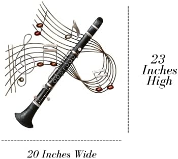 Dodir klase klarinet Melodije Muzika Metalna zidna umjetnost Crna, Muzičke note, Dimenzionalni dizajn