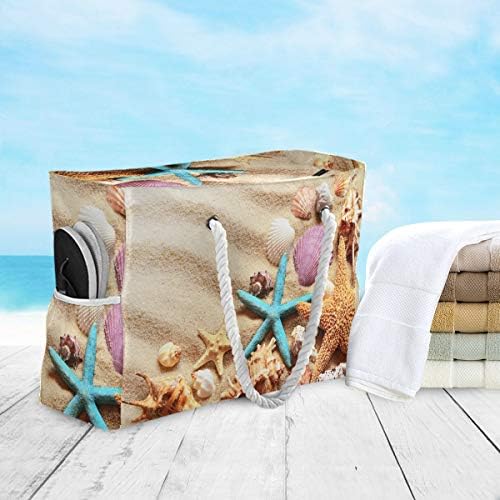 ALAZA Seashells Starfish on Summer Sand Beach beach Toy Bag Torba za namirnice torba za more, tuš kabina, bazen