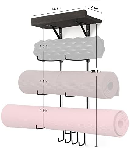 Držač prostirke za jogu na zidni nosač prostirke za jogu Storage oprema za kućnu teretanu sa plutajućim