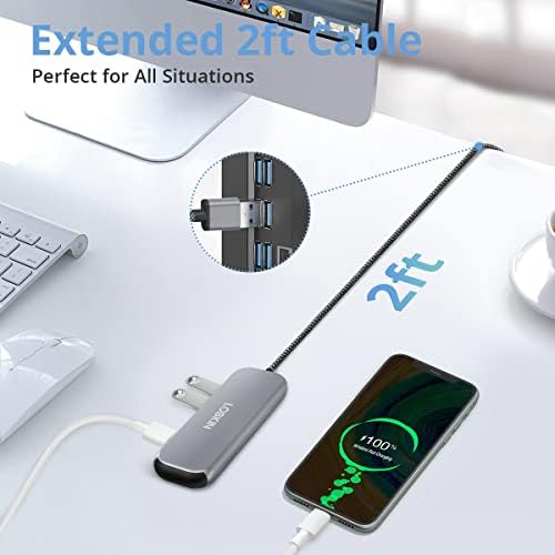 USB 3.0 Hub, LOBKIN 4-Port USB Hub sa 2ft dugim kablom, multi usb port Expander, USB Splitter