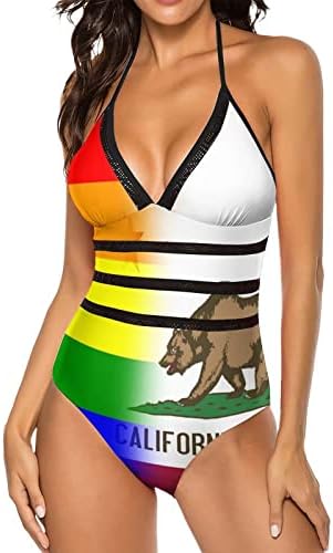 LGBT Pride kalifornijska državna zastava ženski kupaći kostim V izrez Halter kupaći kostim jednodijelna