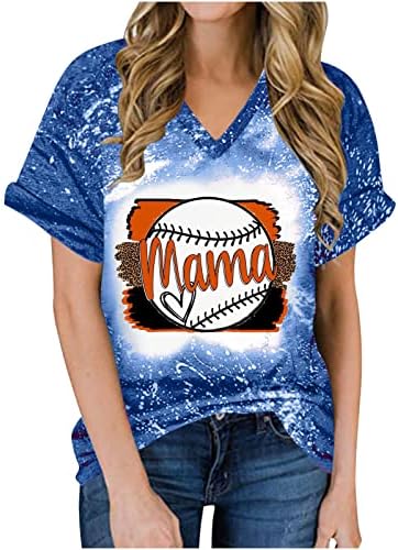 MRŠIINRI Bejzbol Mama majica za žene 2023 ljetna moda Softball kratki rukavi Izbijeljeni Tee vrhovi