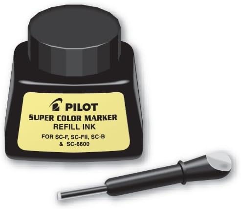 Pilot Super boja mastilo za trajno punjenje markera, crno mastilo, bočica od 1 unce sa kapaljkom