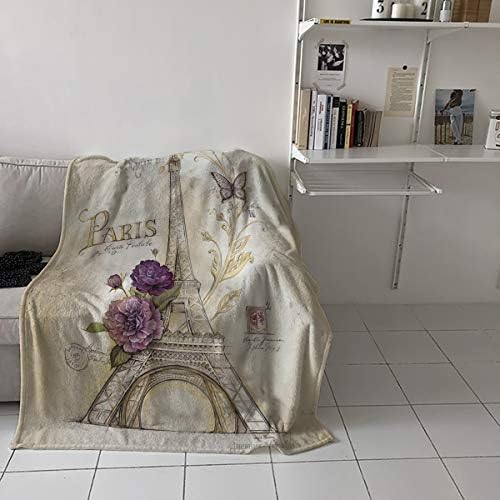 Gogobebe Flannel Fleece baca za bacanje za kauč na kauču Vintage Butterfly Paris Eiffelov toranj