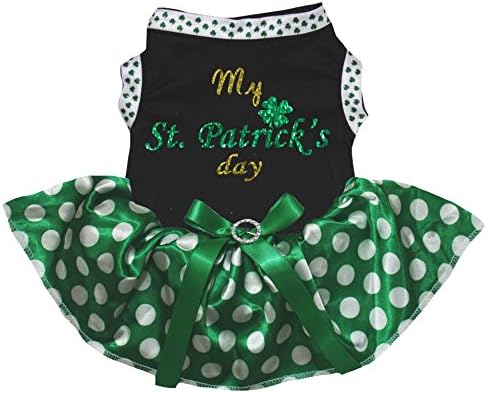 Petitebella moja košulja za Dan Svetog Patty zelene polka tačke Tutu odjeća za štene