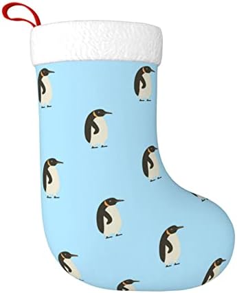 Waymay pingvini na plavom božićnu čarapu 18 inča Xmas Viseći čarape klasične čarape za odmor