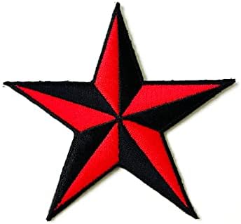 Pl crveni crni nautički zvjezdani znak simbol zvijezde zakrpe za šivanje željeza na vezenom aplicijskom