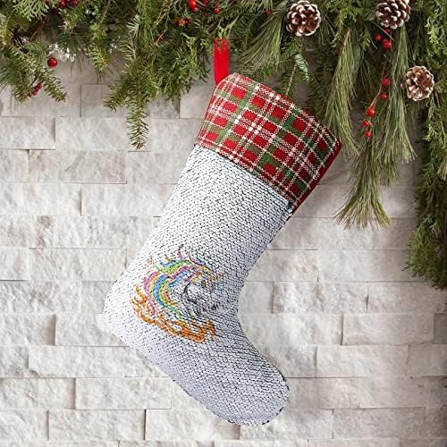 Jednorođen šareni vatrogasni božićni božićni čarapa sjajni zid viseći ukras ukrasa za Xmas Tree Holiday Party