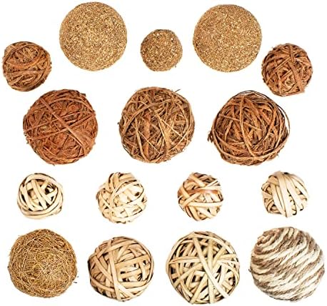 Prirodne dekorativne kuglice - kuglice za središte, košaru, posudu i vazu - mješavina ratana, pletenica