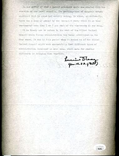 General Lucious Clay JSA COA ručna potpisana autogragram