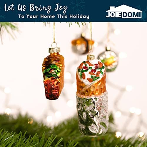 Božićni staklo pušeni ukras taco i burrito set ručno izrađeni božićni ukras za božićnu zabavu