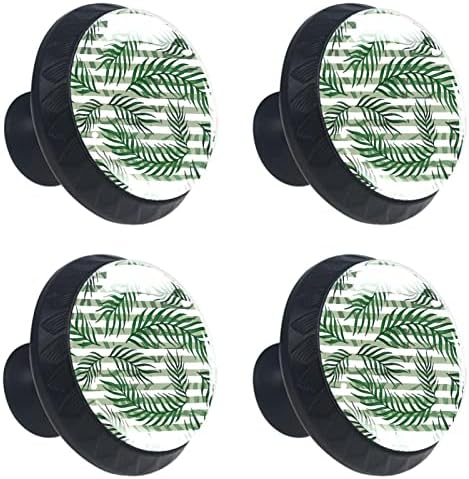 TYUHAW okrugla ladica povlači ručku tropsko lišće bijelo zeleno prugasto štampanje sa vijcima