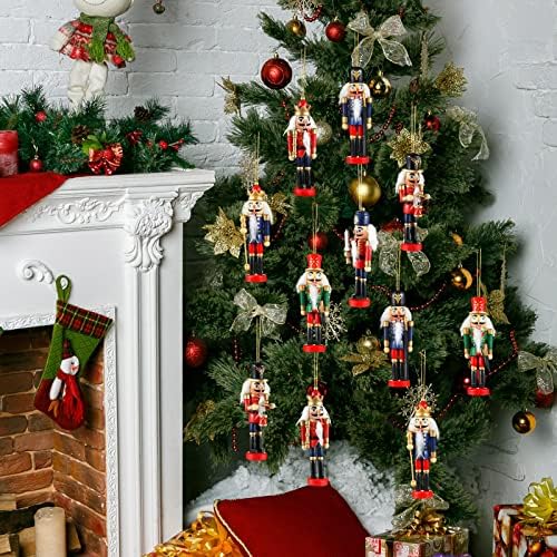 12 kom Božić Nutcracker Ornament mali drveni Orašar vojnik viseći ukrasi Nutcracker figura Božić Ornament za