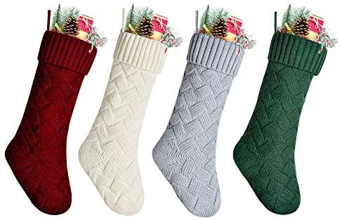 Kunyida pakovanje 4,18 Jedinstvena burgundija Green Slonovača siva pletene božićne čarape
