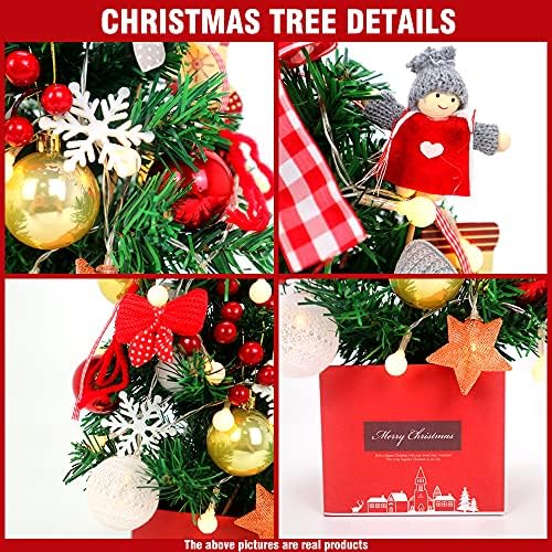 Desktop božićno drvce, 19,7-inčno umjetno mini božićno ukrašavanje, savršen božićni ukras za stol, stol i brojač