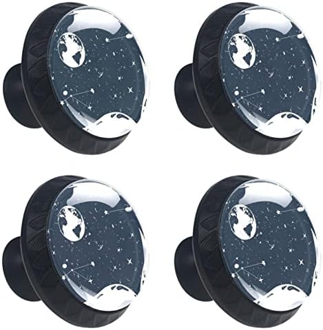TYUHAW okrugla ladica povlači ručicu štampanje Moon Star Sky Whale sa vijcima za kućne ormare vrata
