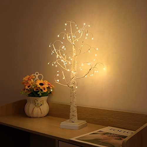 2 Pakovanje toplo bijelo Timer Birch stablo sa 72 LED svjetla 22 Umjetni bonsai osvijetljeni drveće s USB-om