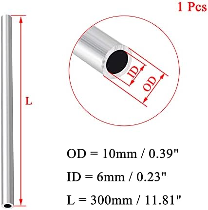 OFOWIN 6063 Aluminijska Okrugla cijev 10mm od 6mm Unutrašnji prečnik 300mm dužina bešavne