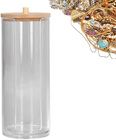 Rakute Transparent akrilni držač za šminku sa drvenim poklopcem za šminkeonice Dispenzer držač kontejnera