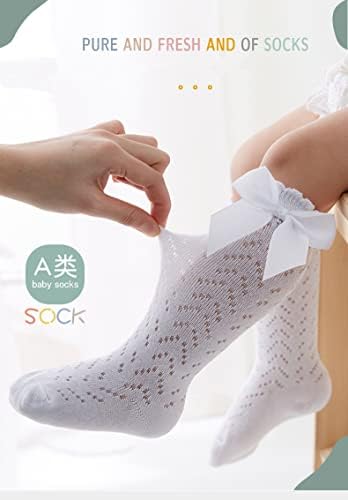 Qandsweet Baby Girls 'visoke čarape za konac Novorođene novorođenčad za dijete Prozračne mreže duge čarape
