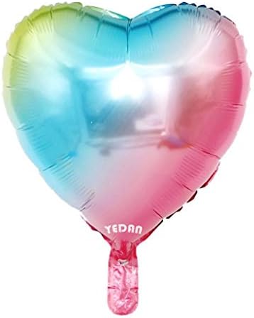 [10 pakovanje] baloni folije u obliku srca, 18 mylar baloni šarene duge ukrase za rođendansku zabavu / vjenčanje
