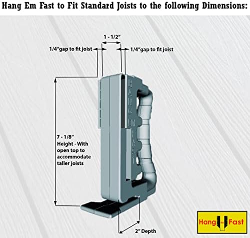 Obesite EM Fast Easy Joist Viseling Tool - Hang Man Tool - 2x4 2x6 2x8 2x10 2x12 Metalni nosač nosača - Lagana težina izdržljiv ergonomski dizajn