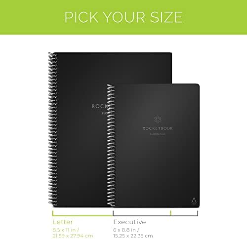 Rocketbook Smart notebook za višekratnu upotrebu, Fusion Plus pismo veličine Spiral Notebook & amp; Planer, Infinity Black,