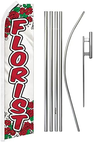 Cvjećarna Swooper Reklamska zastava i pole - savršen za cvjećare, cvijeće, planeri za vjenčanje, veleprodaja