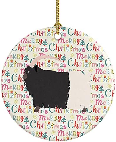 Caroline's Treasures WDK2732CO1 Velški kozji Crni vrat Božić keramički ukras, ukrasi za jelku, viseći ukras za Božić, praznik, zabavu, poklon,