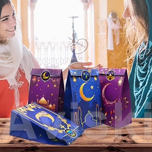 Aviski 12pcs Eid Mubarak, ramazan Mubarak bombonske torbe papirske torbe liječe vrećice za slatkiše