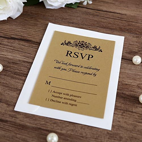 Doris Home 50pcs Gold RSVP kartice sa bijelim kovertama za pozivnice za vjenčanje