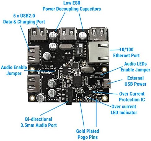 Makerspot 5-port Spackible USB čvorište za maline PI nula V1.3 i PI nula w / 2w