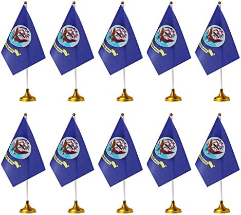 WXTWK 12 paket Američki američki mornarski stol zastava Mali mini američki zastava vojne tablice sa postoljem za postolje, američki festivalski festival Događaji Proslavi ukrasi