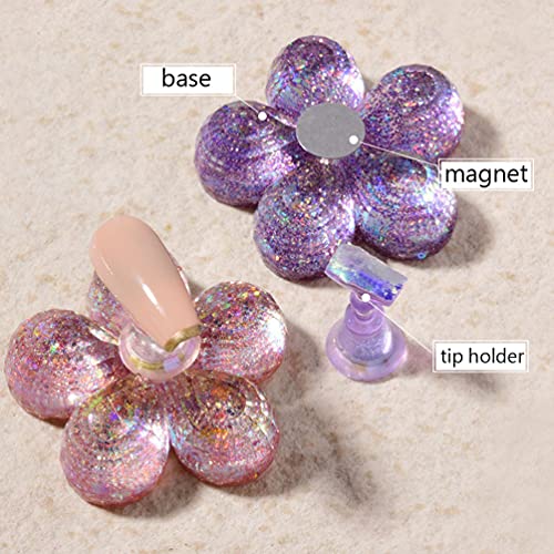 4 kom Glitter Flower Shaped Magnetic Nail Tips držači postolja kristalno postolje baza Nail Art praksa prikaz manikure DIY Alati, mješovite boje